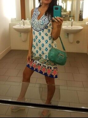 Like New Lilly Pulitzer White Dress with Blue, Pink & Neon Accents